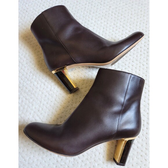 EUC Ferragamo Tinetta womens Brown Calf leather ankle boots 3" heel, 8.5 Italy - Picture 5 of 12